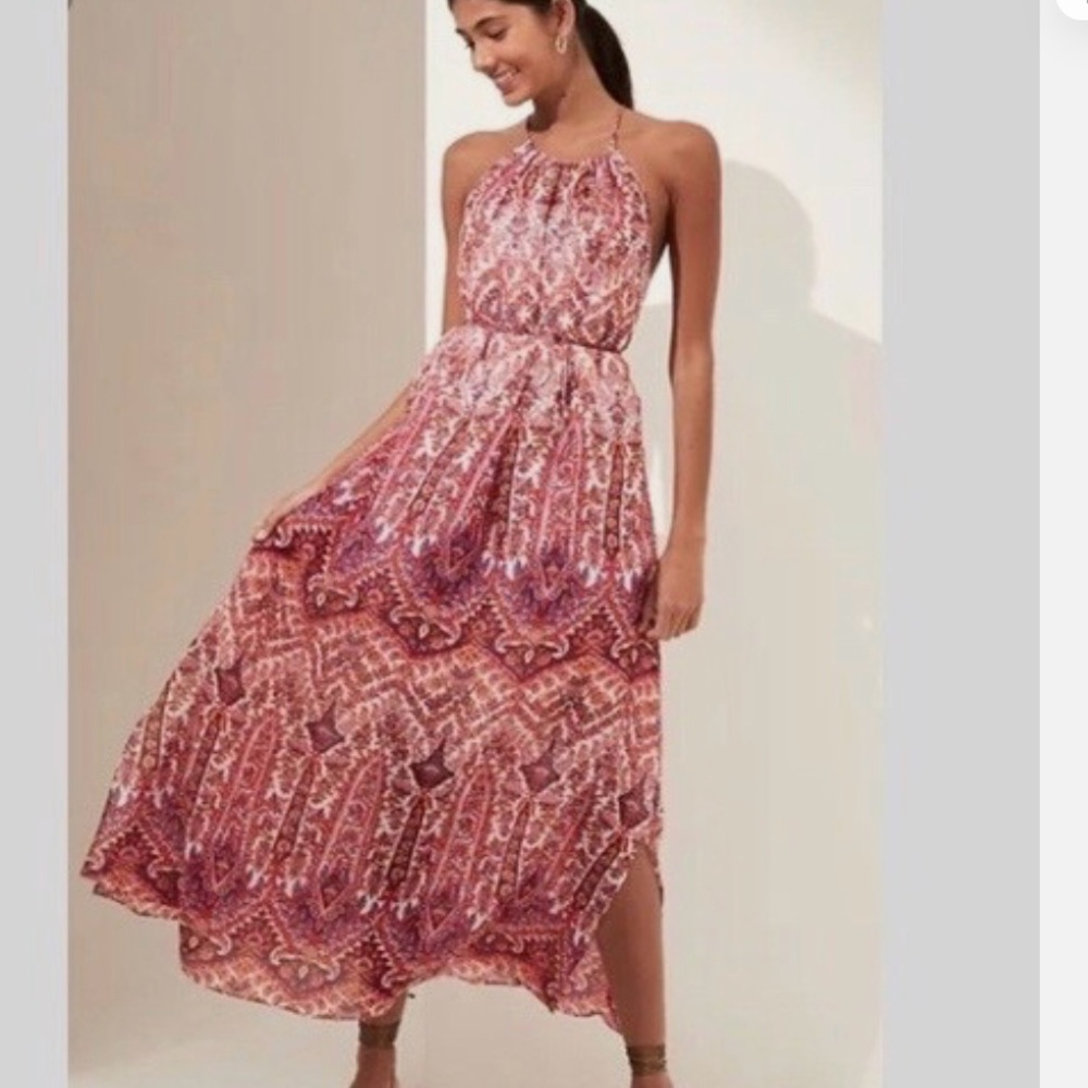 BANANA REPUBLIC Red Patterned Maxi Dress NWT